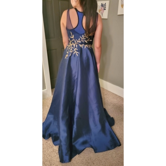 Say Yes To The Prom Junior's Sequined Illusion High Low Gown 13/14 - Picture 6 of 8